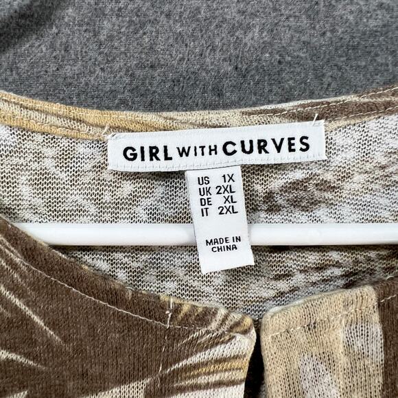 Girl With Curves Knit Palm Cardigan Neutral Palm Size 1X - Picture 4 of 13